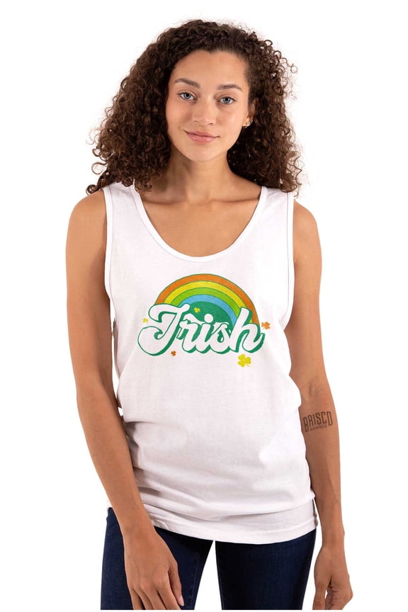 St Patricks Day Irish Rainbow Clover Tank Top Tee Shirt Women Brisco Brands S