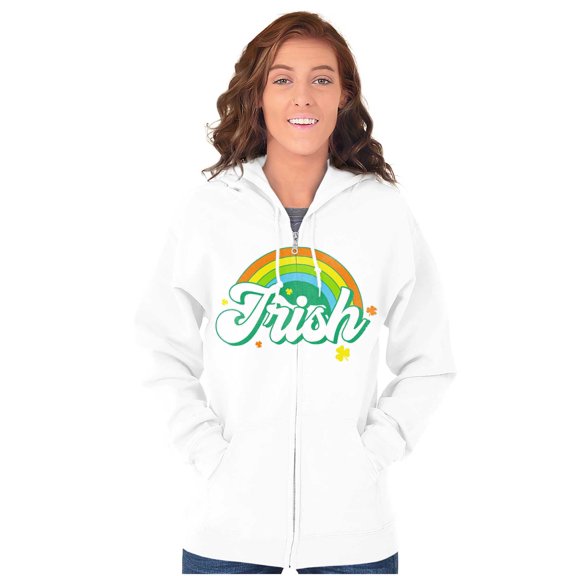 St Patricks Day Irish Rainbow Clover Womens Plus Size Graphic Zipper Hoodie Brisco Brands 2X