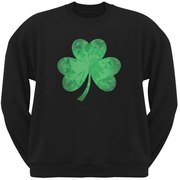 St. Patricks Day - Jeweled Shamrock Black Adult Sweatshirt - 2X-Large
