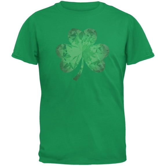 St. Patricks Day - Jeweled Shamrock Irish Green Adult T-Shirt - Small