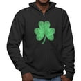 thumbnail image 1 of St. Patricks Day Jeweled Shamrock Mens Full Zip Hoodie Black MD, 1 of 1