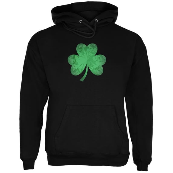 St. Patricks Day Jeweled Shamrock Mens Hoodie Black LG