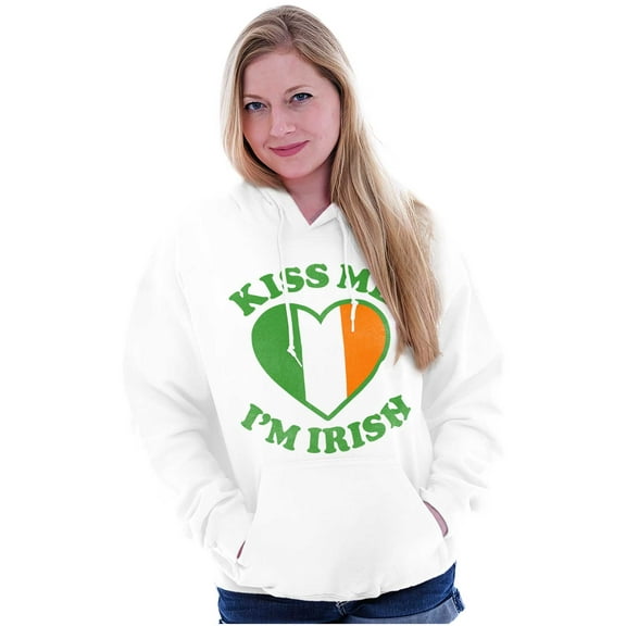 St Patricks Day Kiss Me I'm Irish Hoodie Sweatshirt Women Brisco Brands L