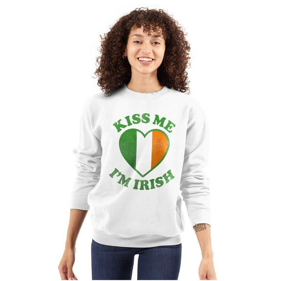 St Patricks Day Kiss Me I'm Irish Women Crewneck Sweatshirt Brisco Brands M