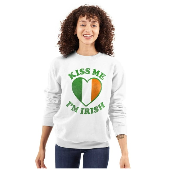 St Patricks Day Kiss Me I'm Irish Women Crewneck Sweatshirt Brisco Brands S