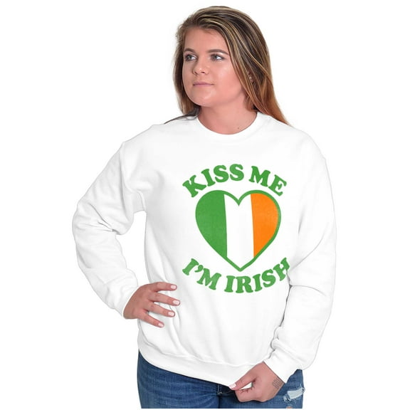 St Patricks Day Kiss Me I'm Irish Women Plus Size Crewneck Sweatshirt Brisco Brands 2X