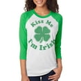 thumbnail image 1 of St. Patricks Day Kiss Me Im Irish Unisex Raglan T Shirt Irish Green 2XL, 1 of 1