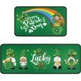 thumbnail image 1 of St Patricks Day Kitchen Rugs Mat Set of 2 St Patricks Day Rug Green Shamrock Gnomes Non-Slip Washable Kitchen Floor Mats for Sink Home Decor, 1 of 6