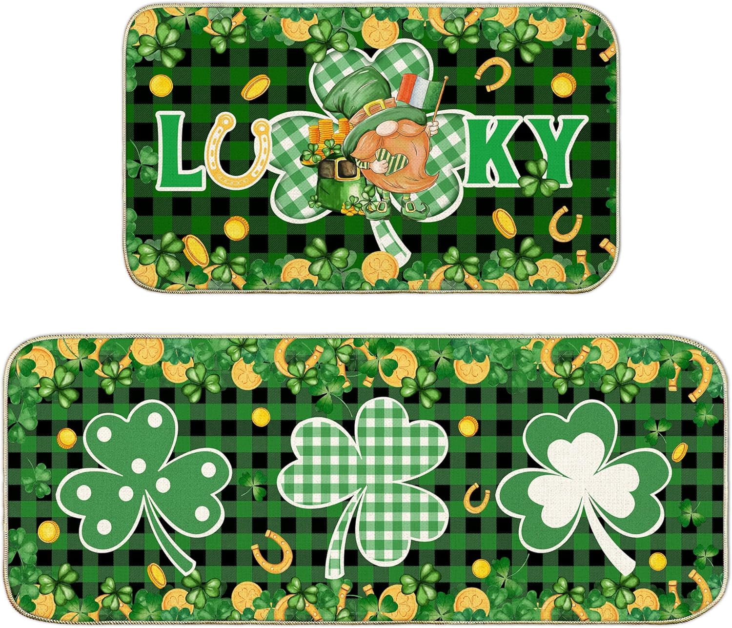 St Patricks Day Kitchen Rugs Saint Patricks Day Gnome Kitchen Mats for ...