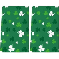 St Patricks Day Kitchen Towels Set of 2, 18x26 Inch Green Shamrock Dish Towels Lucky Home Decor Seasonal Spring Holiday St Patricks Day Decorations for Home Drying Dishcloth