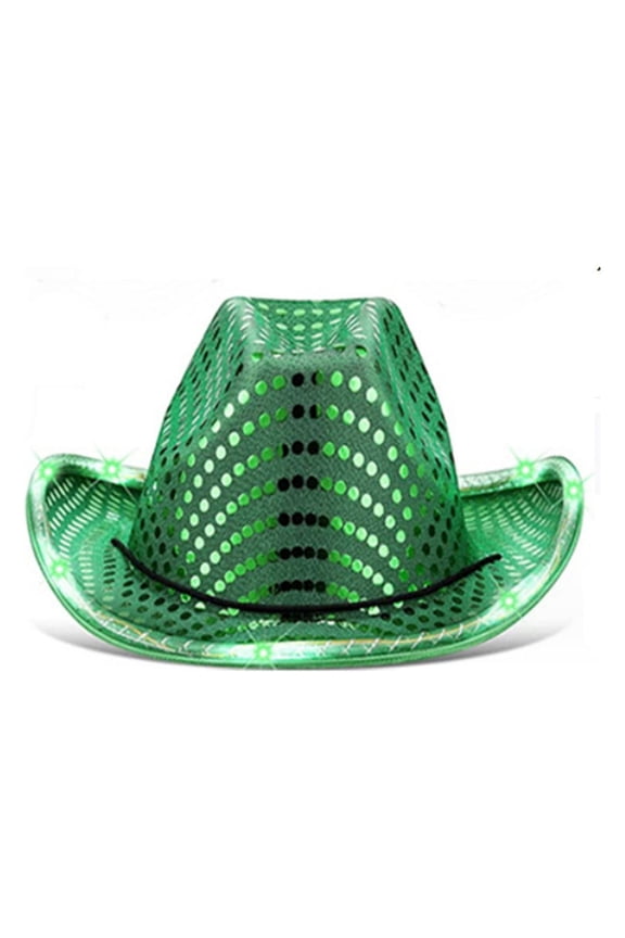 St. Patricks Day LED Light Up Sequin Cowboy Hats, 2025 Under 10 Dollar Limited Time Clearance