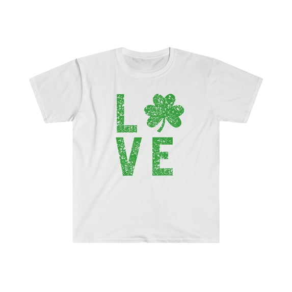 St Patricks Day LOVE TShirt - Green White Shirt - Shirt for Women