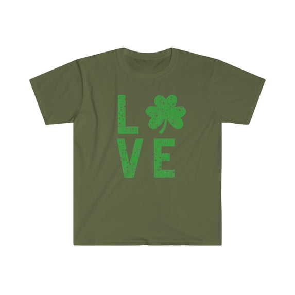 St Patricks Day LOVE TShirt - Green White Shirt - Shirt for Women