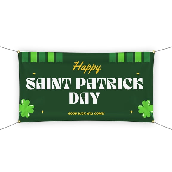 St Patricks Day Large Banners and Signs for Outdoor by Mavis Printing. Polyester Banner with 4 Holes for Easy Hang Indoor & Outdoor | 4x2 Feet Banner for St Patricks Day | HD Print Banner Made in USA