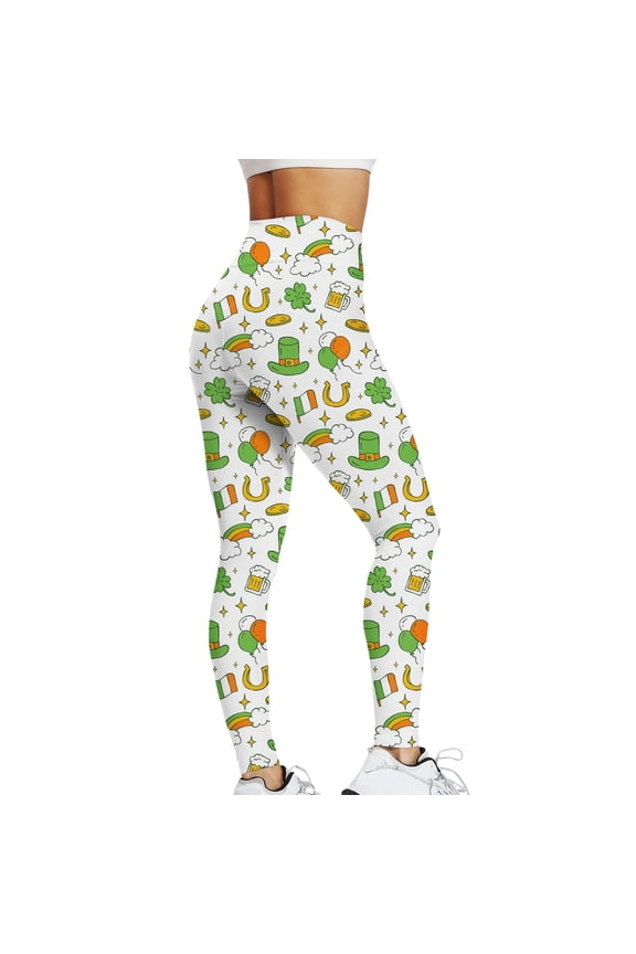 St Patricks Day Leggings for Women Funny Shamrock Women Irish Saint Tights Fashionable Fashion Cozy Warm Green Yoga Pants Women Office Holiday Party Legging