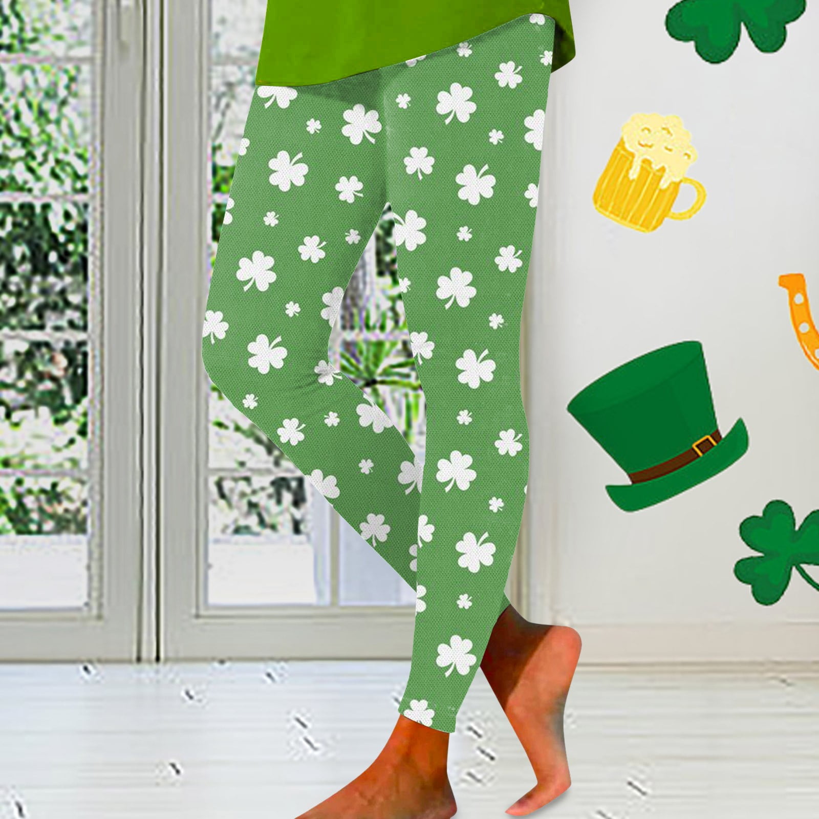 St Patricks Day Leggings for Women Teen Girls Irish Printed Yoga Pants Soft Stretchy Tights For Yoga Running Gym Stretch Ankle Legging Rave Pants womens clothes Walmart