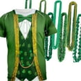 thumbnail image 1 of St. Patricks Day Leprechaun Costume All Over Adult T-Shirt and Bead Necklace Combo, 1 of 4