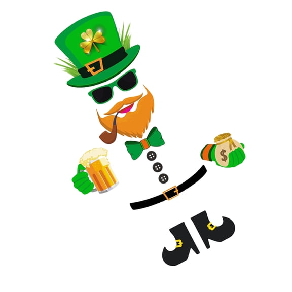 St Patricks Day Leprechaun Design Sticker Creative Glass Sticker Self-adhesive Window Decal Festival Background Decoration Accessories for DIY Refrigerator Home Decorations