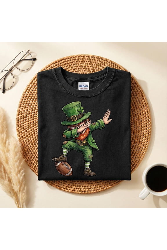 St Patricks Day Leprechaun Football T-Shirt, Funny Dabbing Irish Sports Shirt, Lucky Shamrock Game Day Gift Shirt, St Patrick’s Day Football
