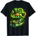 thumbnail image 1 of St Patricks Day Leprechaun Playing Hockey Sport Men Boys T-Shirt All Size S-5Xl, 1 of 4