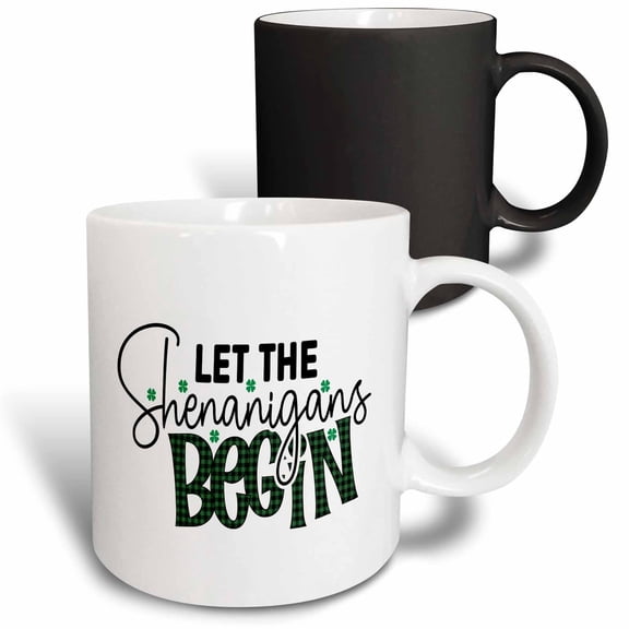 3drose, St Patricks Day Let the Shenanigans Begin, 11oz Magic Transforming Mug