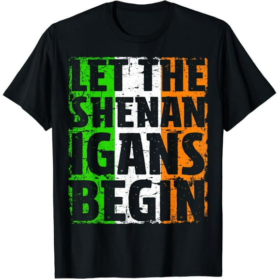 St Patricks Day Let the Shenanigans Begin Irish Flag T-Shirt