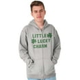 thumbnail image 1 of St Patricks Day Little Lucky Charm Unisex Fleece Graphic Zip Up Hoodie Brisco Brands 3X, 1 of 3