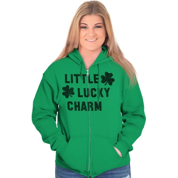 St Patricks Day Little Lucky Charm Zip Up Hoodie Men's Women's Brisco Brands S