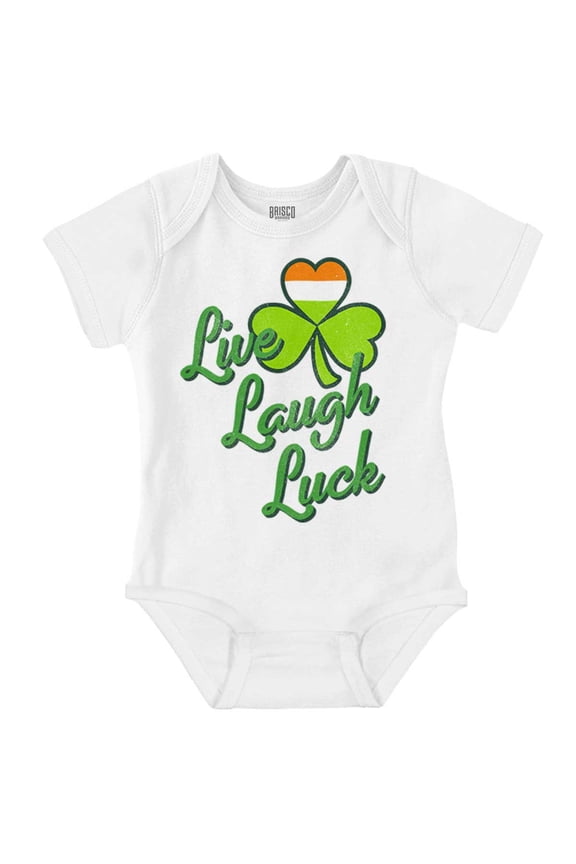 St Patricks Day Live Laugh Luck Bodysuit Jumper Girls Infant Baby Brisco Brands 18M