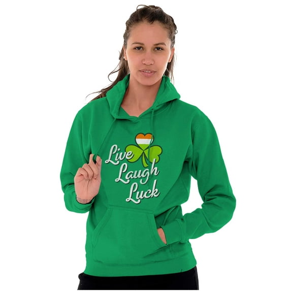 St Patricks Day Live Laugh Luck Hoodie Sweatshirt Women Brisco Brands S