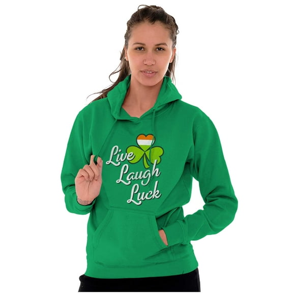 St Patricks Day Live Laugh Luck Hoodie Sweatshirt Women Brisco Brands S