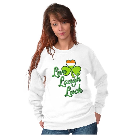 St Patricks Day Live Laugh Luck Women Plus Size Crewneck Sweatshirt Brisco Brands 3X