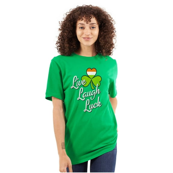 St Patricks Day Live Laugh Luck Women's Graphic T Shirt Tees Brisco Brands S