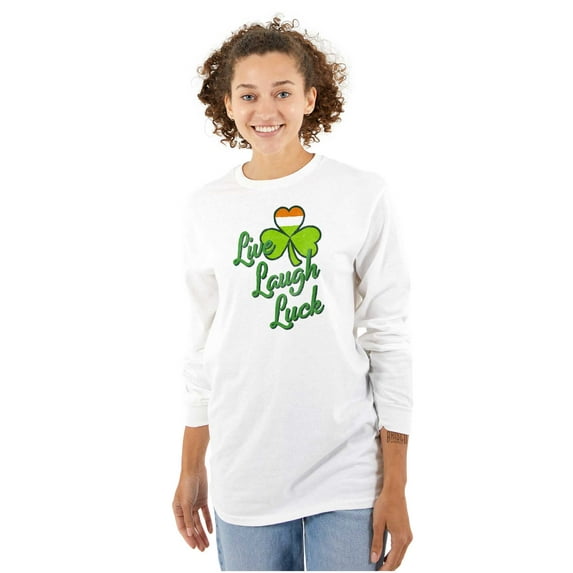 St Patricks Day Live Laugh Luck Women's Long Sleeve T Shirt Brisco Brands X
