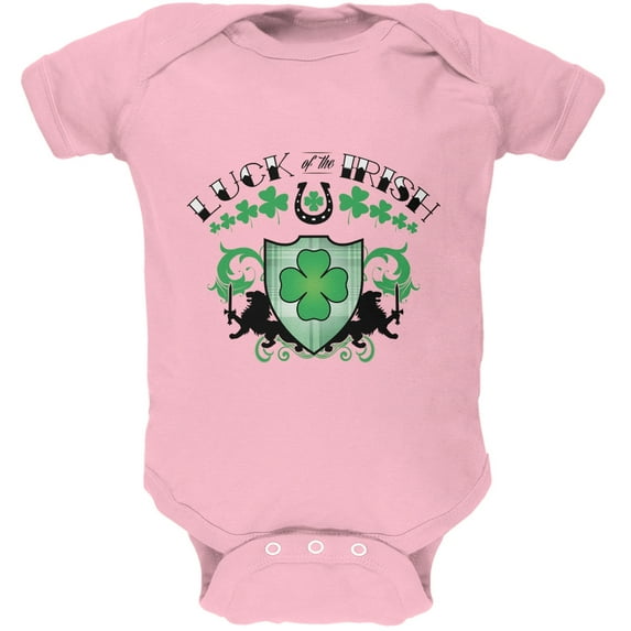 St. Patricks Day - Luck Of The Irish Light Pink Soft Baby One Piece - 12-18 months