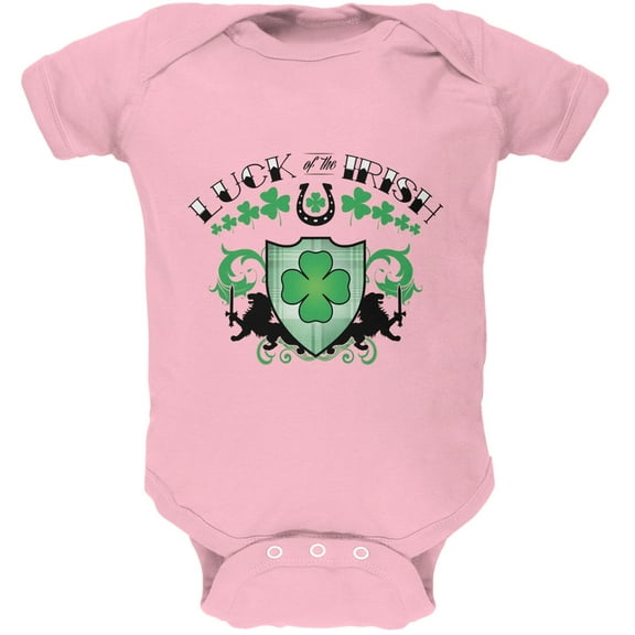 St. Patricks Day - Luck Of The Irish Light Pink Soft Baby One Piece - 9-12 months