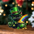 thumbnail image 1 of St Patricks Day Lucky Black Cat Shamrock Pot of Gold Acrylic Suncatcher Window Hanging Irish Holiday Decor, 1 of 5