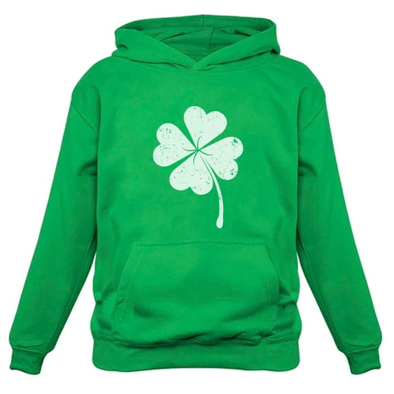 St. Patricks Day Lucky Charm Clover Hoodie Medium Green