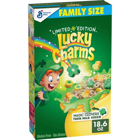 Lucky Charms Cereal with Marshmallows, St. Patrick's Day, Family Size, 18.6 oz