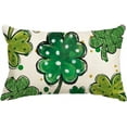 thumbnail image 1 of St Patricks Day Lucky Clover Polka Dot Throw Pillow Cover, 12 x 20 Inch Shamrock Cushion Case Decoration for Sofa Couch, Green, 1 of 1