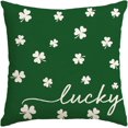 thumbnail image 1 of St Patricks Day Lucky Clover Throw Pillow Cover, 18 x 18 Inch Shamrock Green Cushion Case Decoration for Sofa Couch, 1 of 6