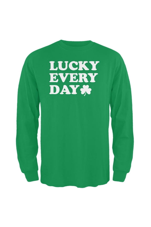 St. Patricks Day - Lucky Everyday Irish Green Adult Long Sleeve T-Shirt - X-Large
