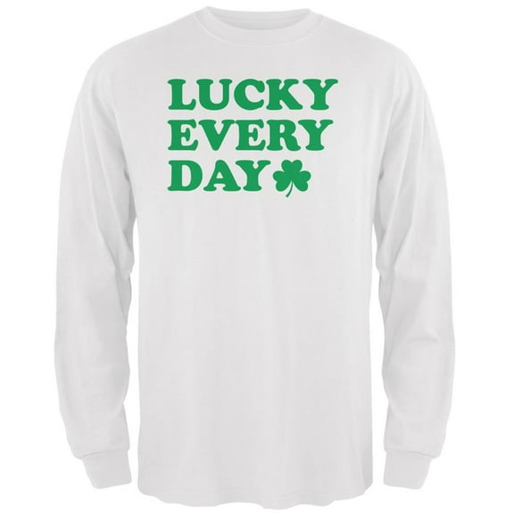 St. Patricks Day - Lucky Everyday White Adult Long Sleeve T-Shirt - Small