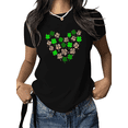 thumbnail image 1 of St Patricks Day Lucky Graphic Tees Print Tshirt Shirts Black Green Heart Clover Leopard Women Festive Tops S-5XL, 1 of 5