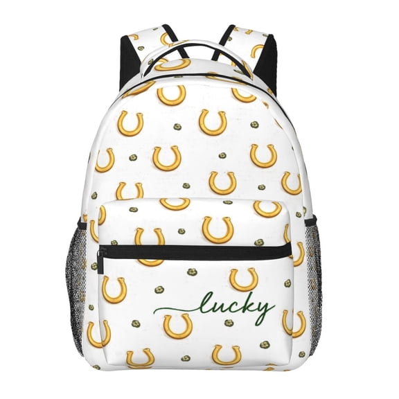 St Patricks Day Lucky Horseshoe Backpack Lightweight Rucksack Travel Bag for Men and Women