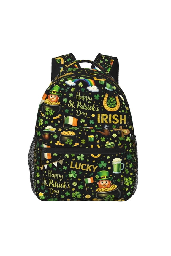 St Patricks Day Lucky Irish Leprechaun Backpack Lightweight Rucksack Travel Bag for Men and Women