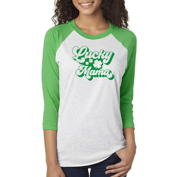 St Patricks Day Lucky Mama Unisex Raglan Baseball Tee