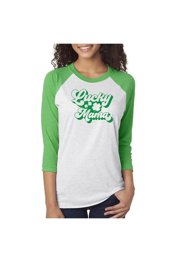 St Patricks Day Lucky Mama Unisex Raglan Baseball Tee