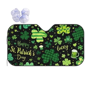 St Patricks Day Lucky Shamrock Car Windshield Sun Shade Universal Fit Auto Sun Visor Protector