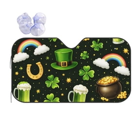 St Patricks Day Lucky Shamrock Car Windshield Sun Shade Universal Fit Auto Sun Visor Protector
